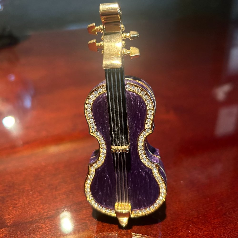 Classic Cello Jewelry Box | Cello Trinket Box Musical Jewelry Box Purple / Gold